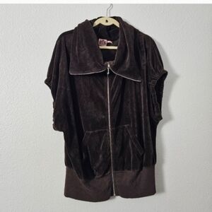 Juicy Couture Brown Velour Zip Teddy Jacket  Sz L